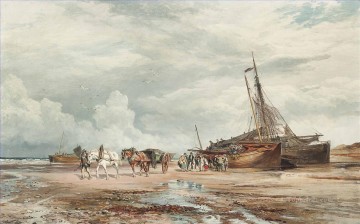 Landscapes Painting - Unloading the boats 2 Samuel Bough landscape